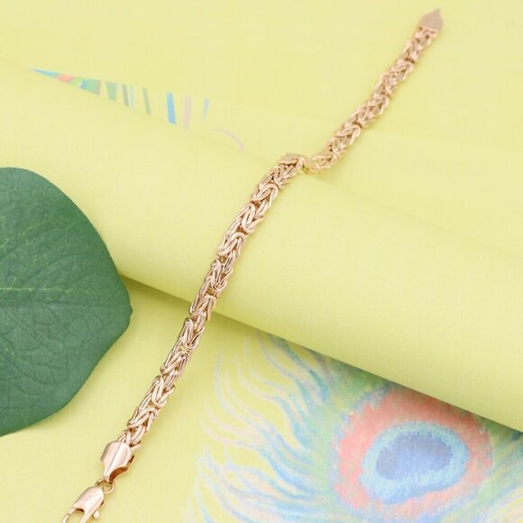 "Elegant Rose Gold Byzantine Chain Bracelet for Women, XPBL1126 - Picture 6 of 13